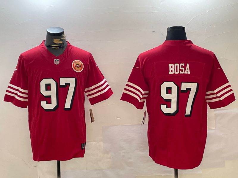 Men San Francisco 49ers #97 Bosa Red three generations 2024 Nike Limited NFL Jersey style 10->->